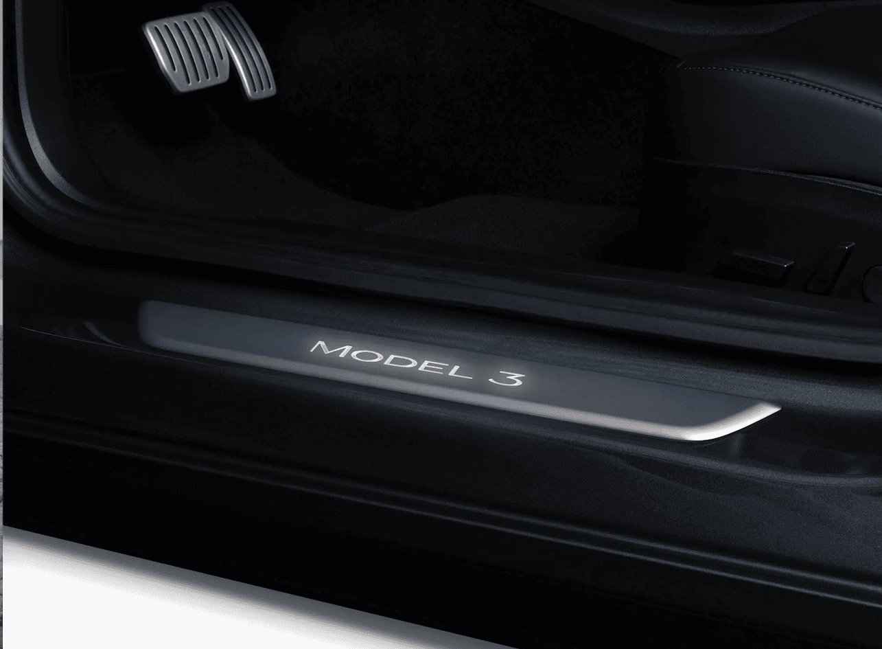 Model 3 -  Verlichte Instaplijsten Zilver Origineel Tesla